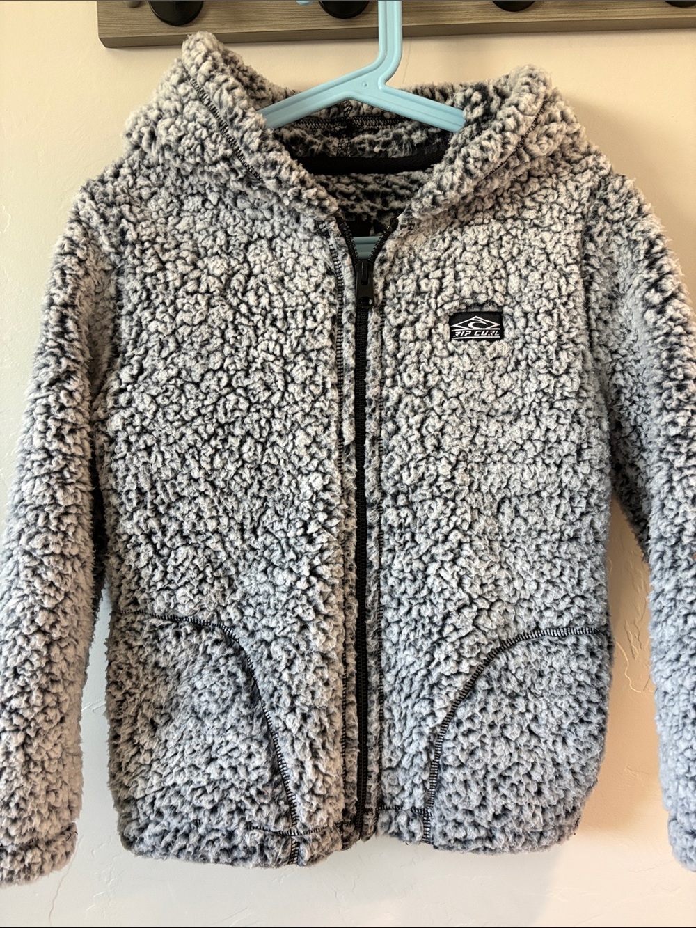 Like new, Rip Curl Kids Light Gray Sherpa Zip Hoodie